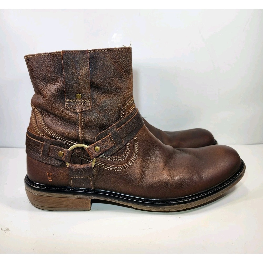 ROAN Bed Stu Native II Distressed Leather Harness Boots Mens 11 Brown Side Zip